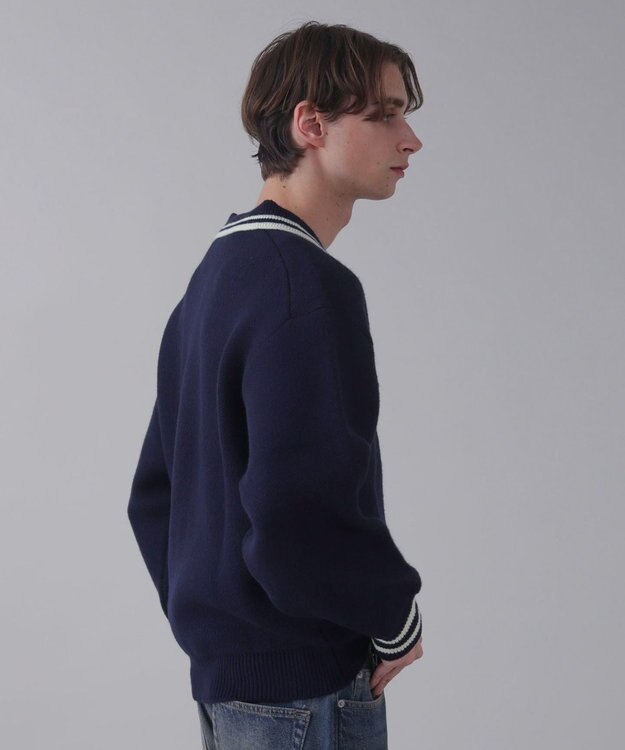 WEGO 【ユニセックス着用ITEM】ワンポイント刺繍ニットポロ ネイビー