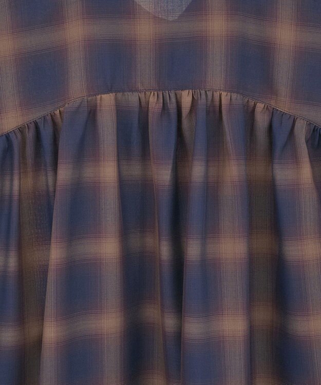 Green Parks ・ＥＬＥＮＣＡＲＥ　ＤＵＥ　チェックギャザーシャツ Navy