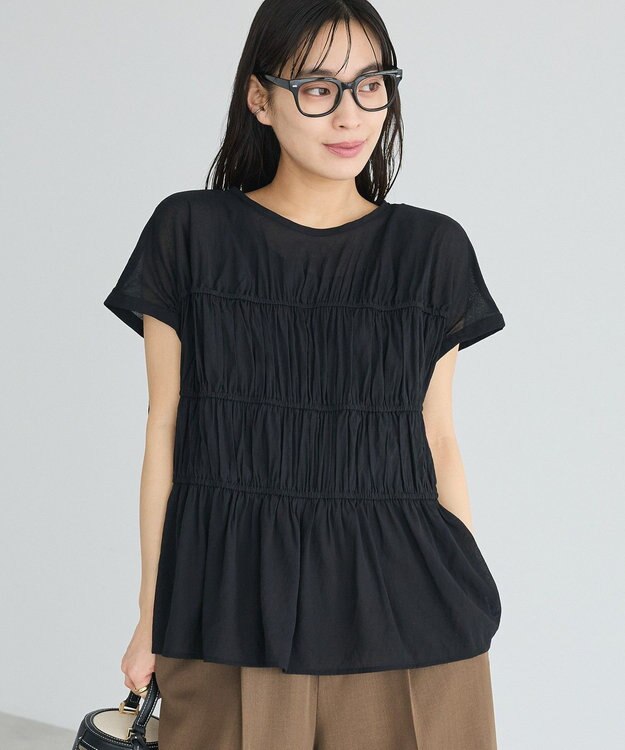 CRAFT STANDARD BOUTIQUE ヴィンテージボイルギャザーブラウス Black