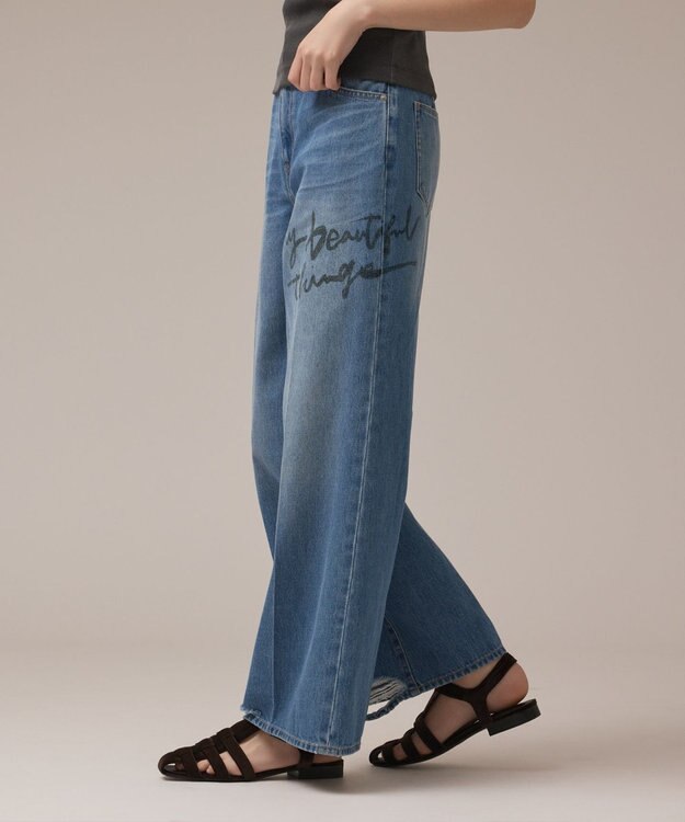 GRACE CONTINENTAL バギ－デニムパンツ (My Beautiful Things) ブルー