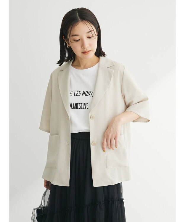 Green Parks 接触冷感　５分袖ジャケット Light Beige