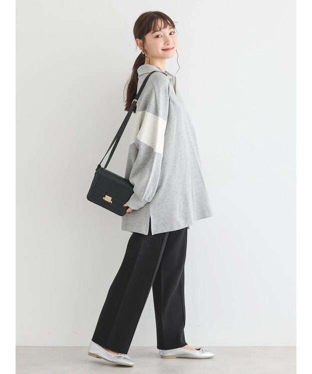 AMERICAN HOLIC ハーフＺＩＰ配色切り替え裏毛チュニック Light Gray Mixture