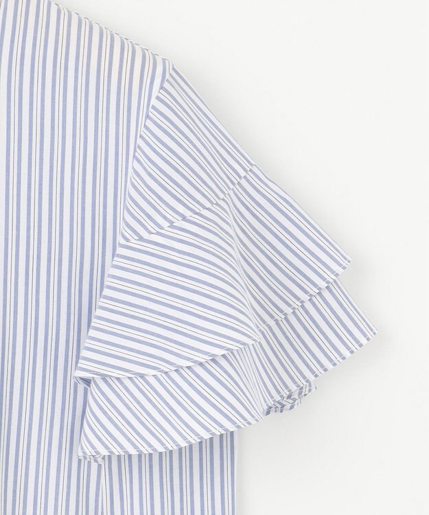 組曲 S コットンレーヨンシャーティング ブラウス ブルーストライプ系1