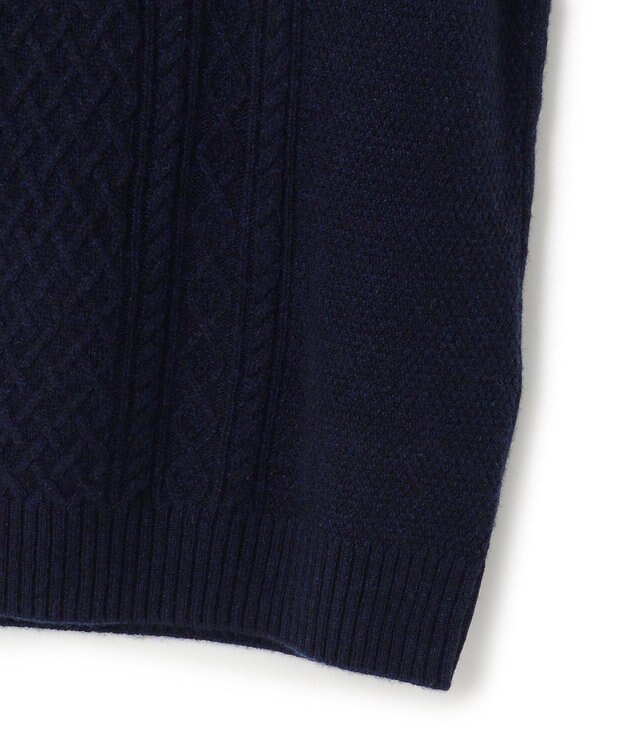 J.PRESS MEN 【Cash Lamb's Wool】ケーブルクルーネック ニット ネイビー系