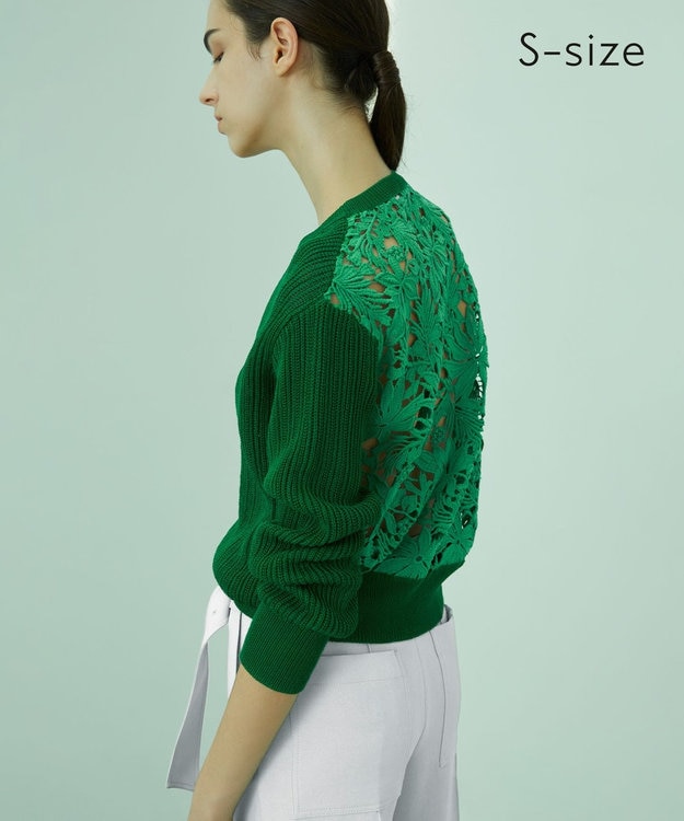 BEIGE， 【S-size】GARDENIA / クルーネックニット Pine Green