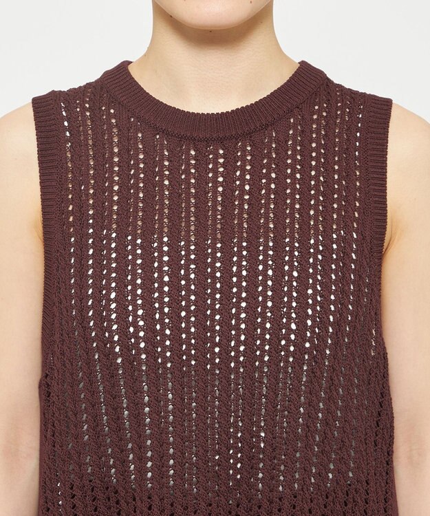 uncrave シースルーケーブルニット ノースリーブトップス ブラウン