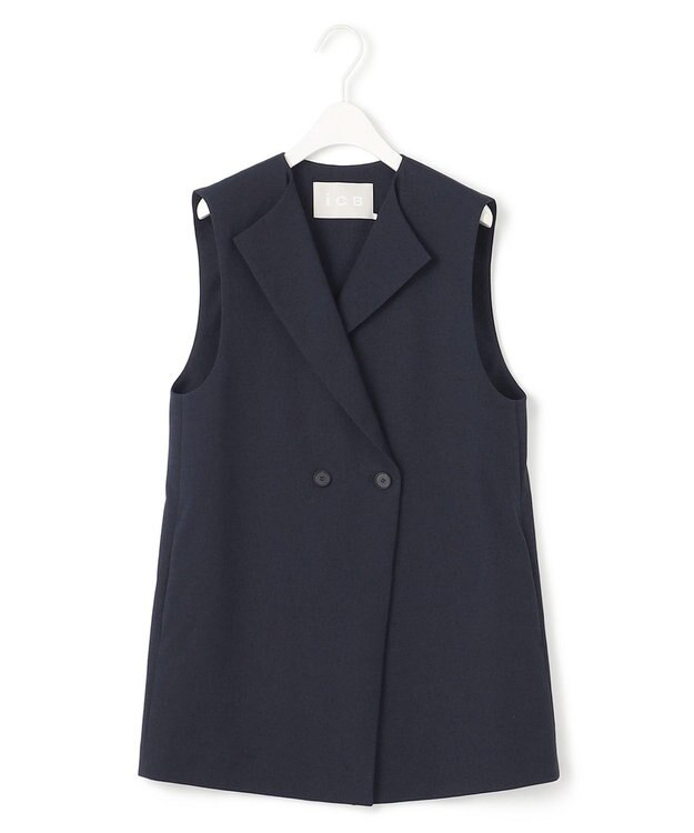 ICB 【接触冷感・UVケア・撥水・洗える】 LooseWeave ノーカラージレ ネイビー系