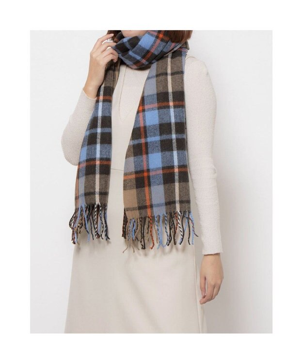 UNBILLION カシュネ cache nez / ウール混チェックストール ブラウン
