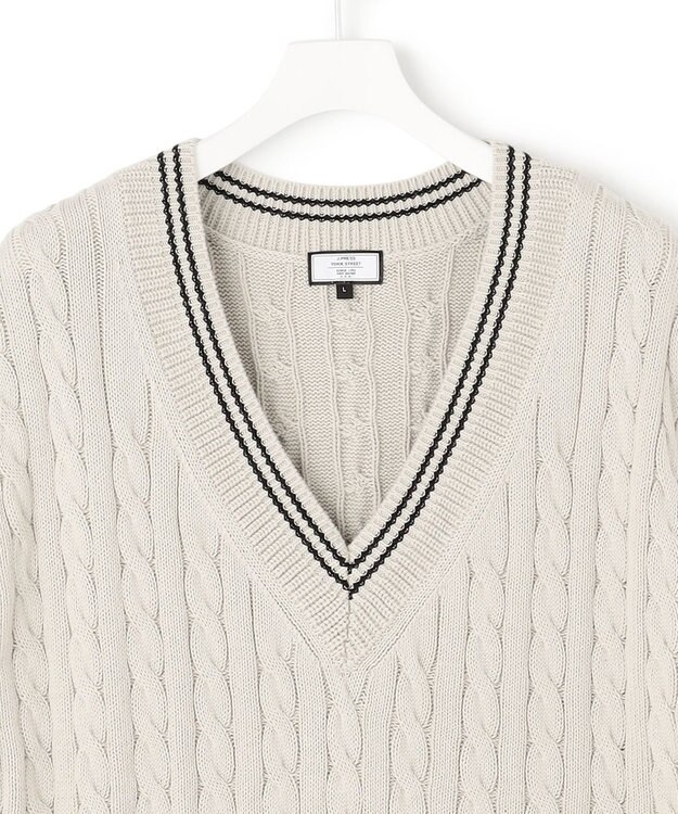 J.PRESS YORK STREET 【UNISEX】コットンケーブルチルデン ニットベスト ベージュ系