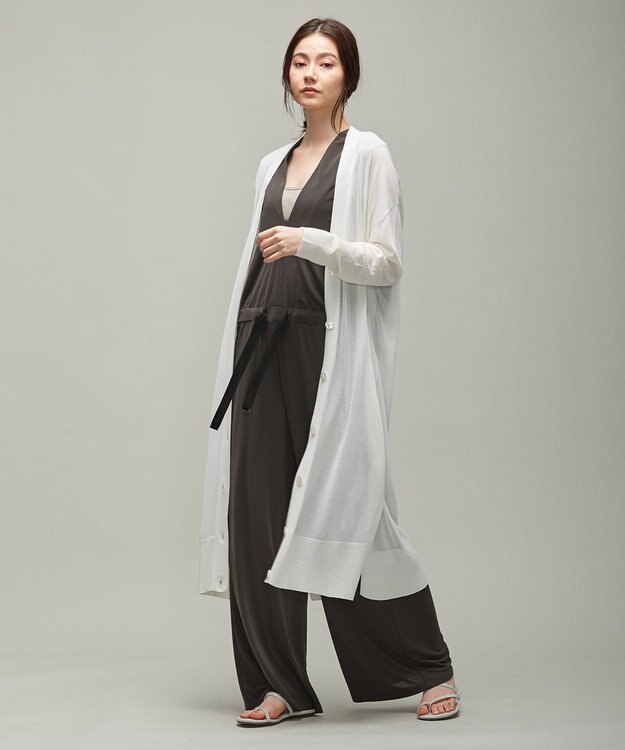 ICB L 【マガジン掲載】Stiffen ロング カーディガン（番号CH62） アイボリー系