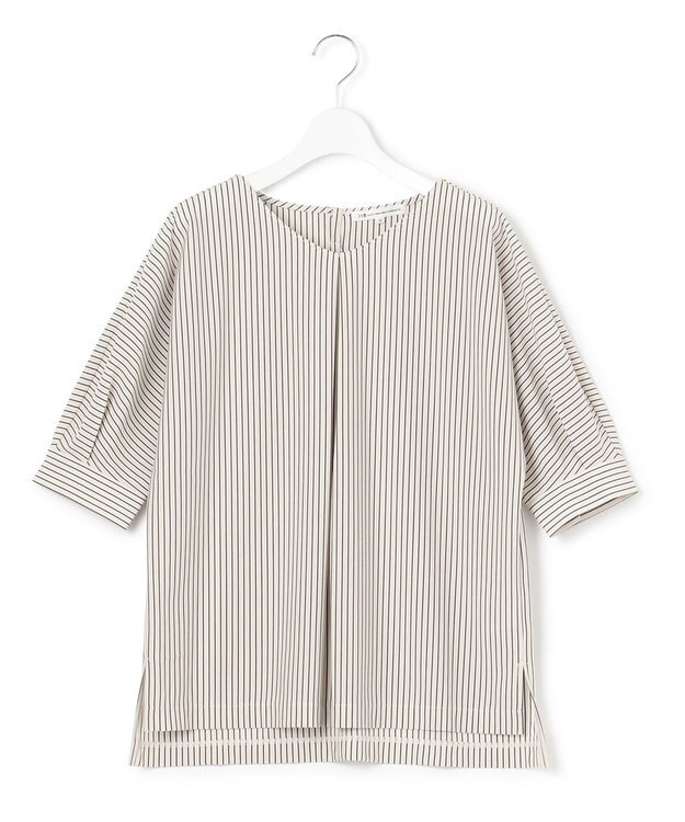 23区 【洗える】タックディテールプルオーバー ストライプ カットソー グレーストライプ