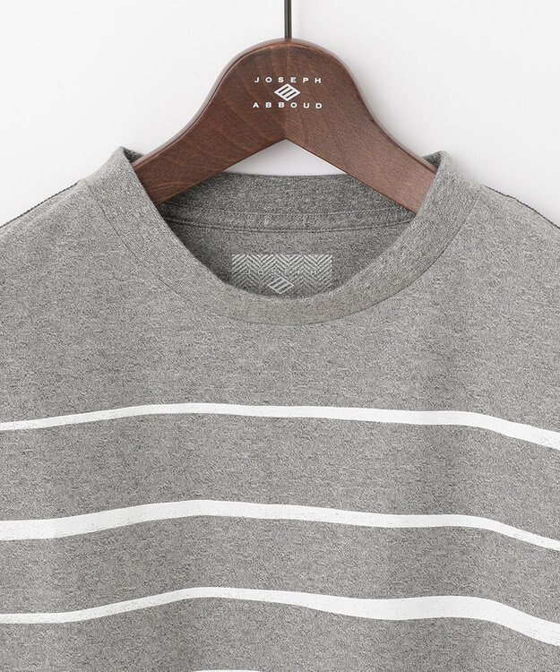 JOSEPH ABBOUD MOUNTAIN 【SPACE／UNISEX】スラブプレーティングボーダープリント Tシャツ ライトグレー系2