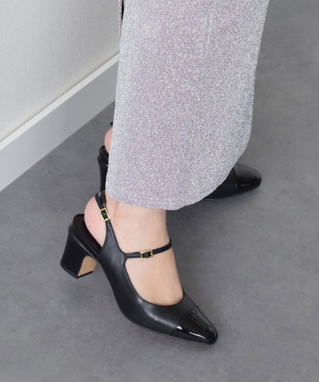 INTER-CHAUSSURES 【CARRANO】ワンストラップバックバンドパンプス ブラック