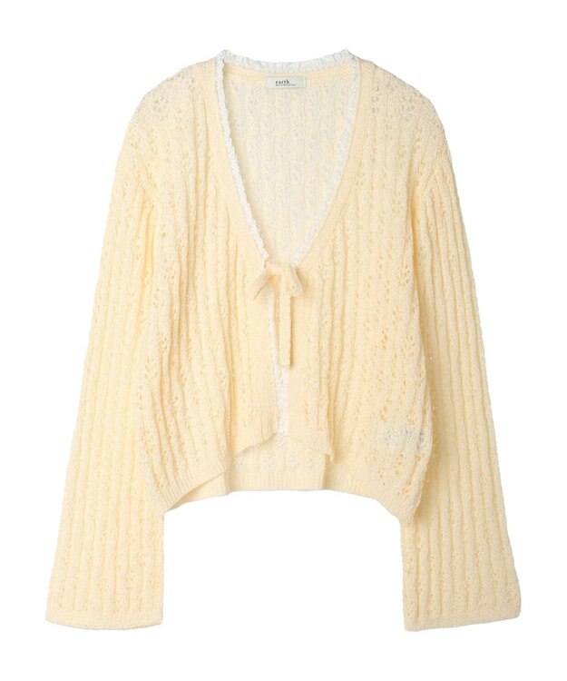 earth music&ecology テープヤーンリボンカーディガン Cream