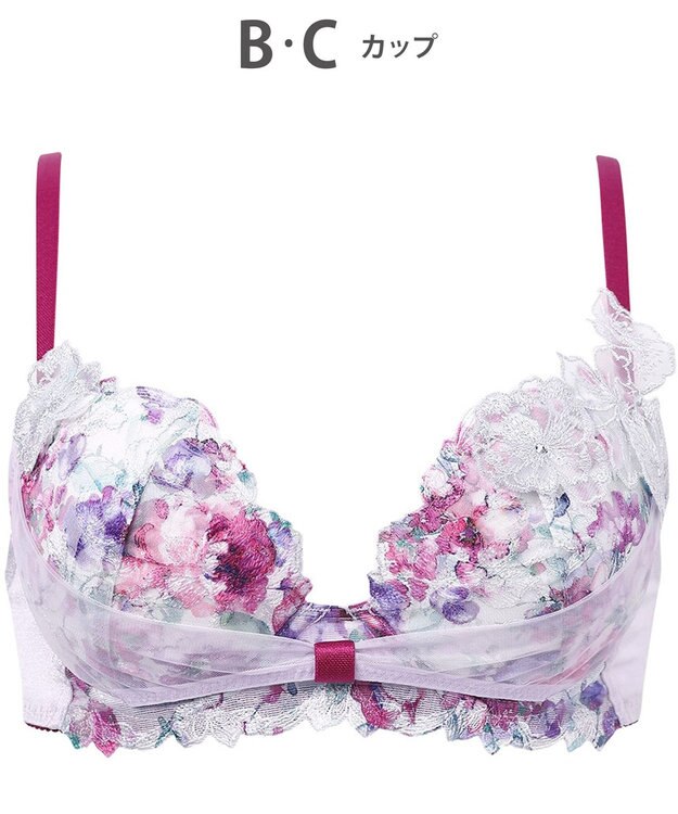 WACOAL ブラジャー 【リボンブラ 胸もとフィットながもち】 きれいな谷間をメイク 動いても谷間をキープ Gカップまで対応 大きいサイズ レディース BXB490 /ワコール ピンク