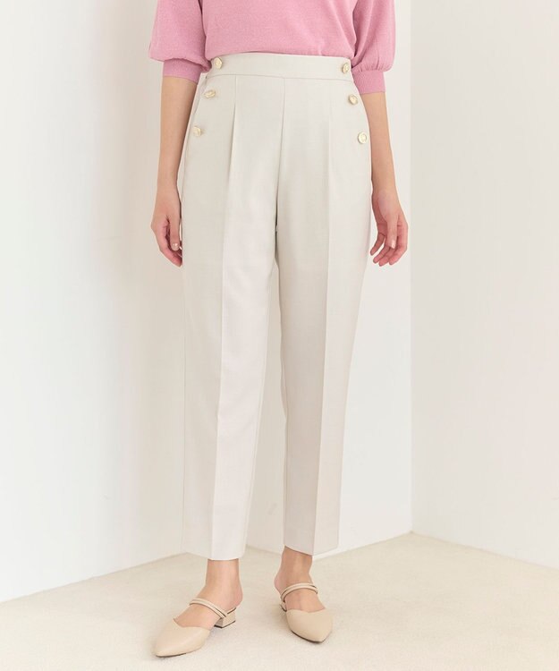 Feroux 【洗える】マリンテーパードパンツ アイボリー系