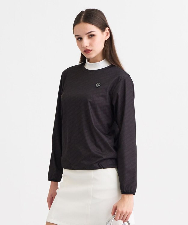 23区GOLF 【WOMEN】エアリージャージストレッチプルオーバー フェイクレイヤード ブラック系5