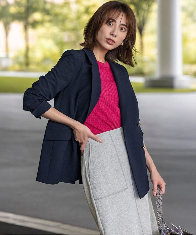 ANY SIS S ウーステッドエステル テーラード ジャケット ネイビー