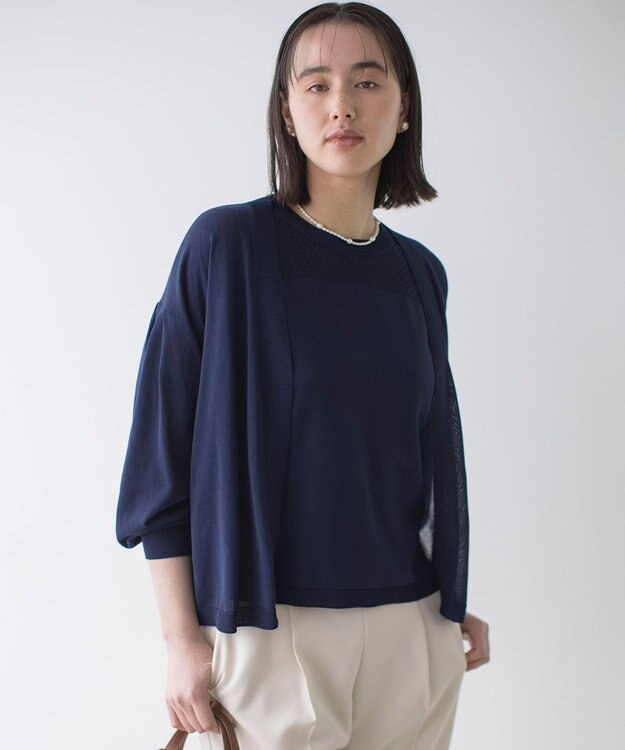 組曲 L シアーニットドルマンカーディガン ネイビー系