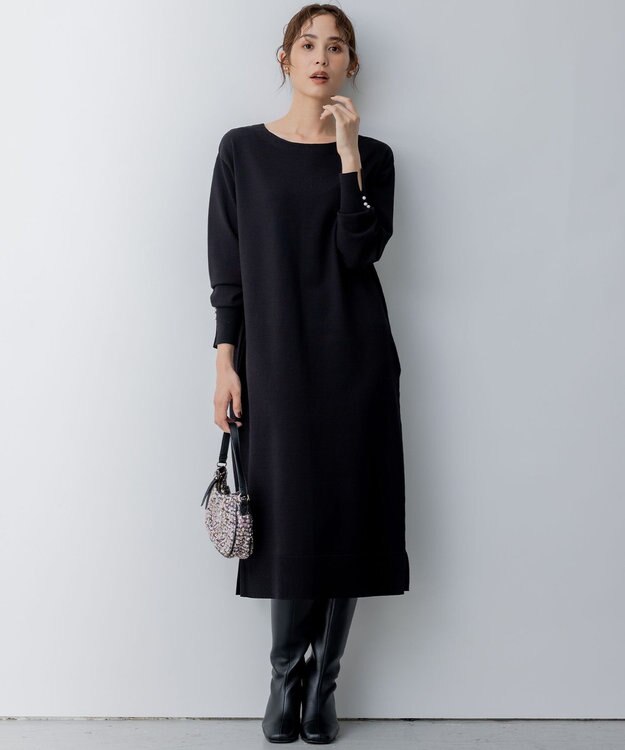 組曲 L 【WEB限定】コクーンシルエット ニットワンピース ブラック系