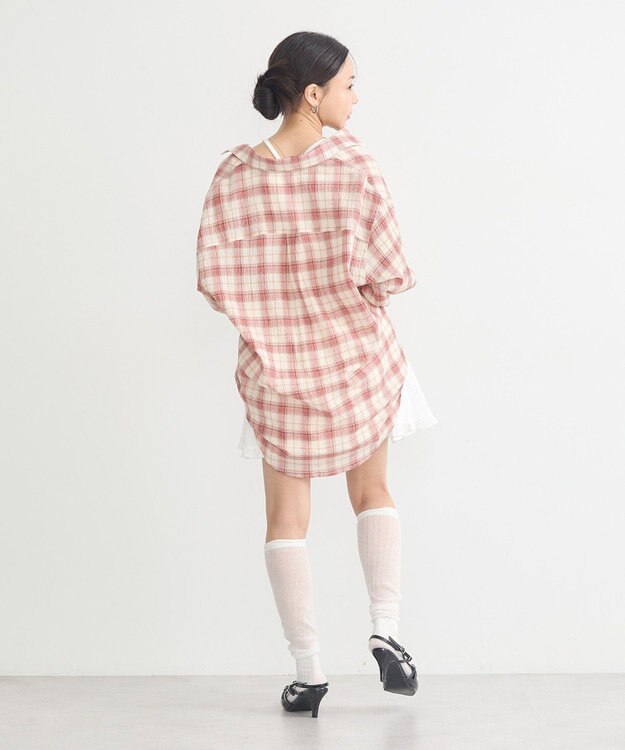 earth music&ecology アソートオーバーシャツ Check Red