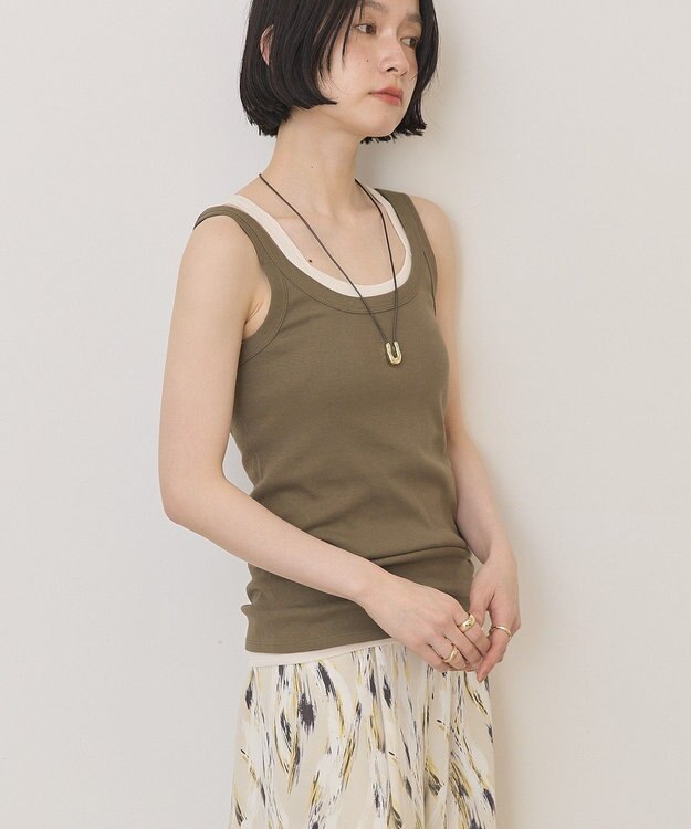 AMERICAN HOLIC 【2点セット】レイヤードデザインタンクトップ Khaki