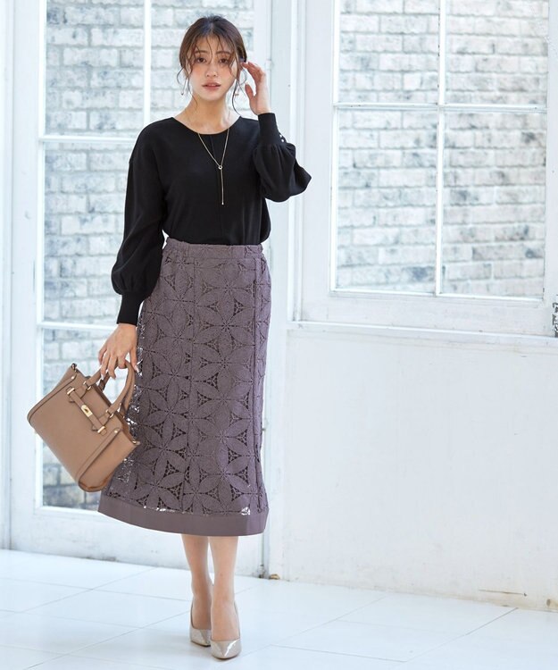 Tiaclasse 【洗える】2WAYパール釦ニットトップス ブラック