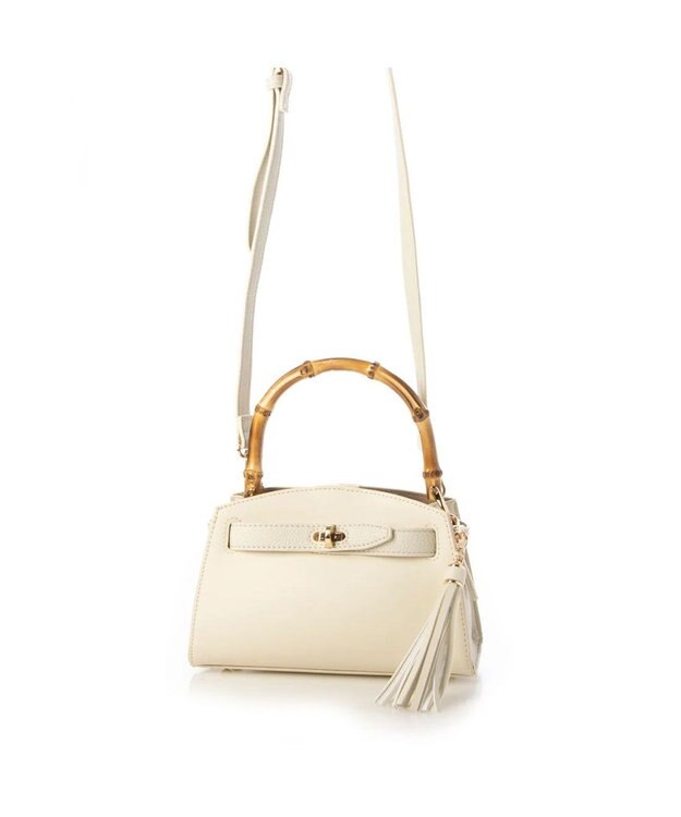 UNBILLION カシュカシュ cachecache / バンブーヒネリミニハンドバッグ アイボリー