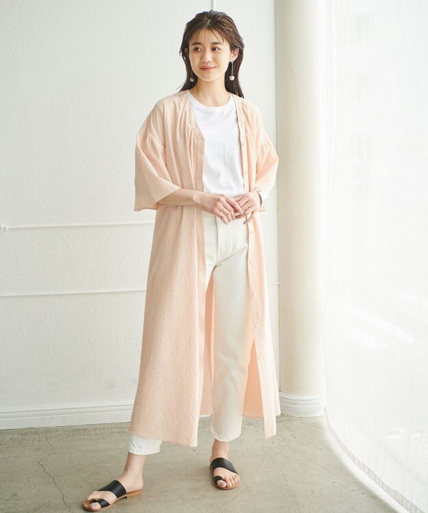 #Newans 【優木まおみさんコラボ】Vネックガウンワンピース ピンク系