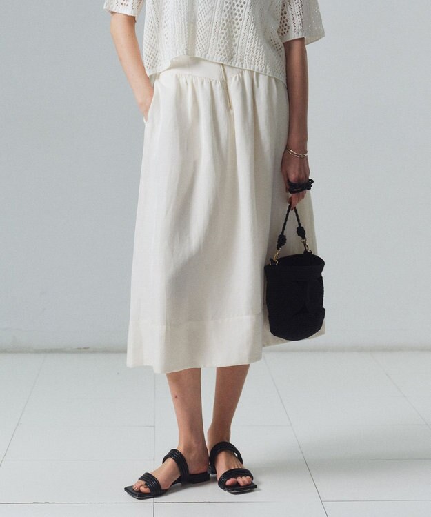 BEIGE， BERNARD / リネン混 ゴールドジップ ハイウエススカート Ecru