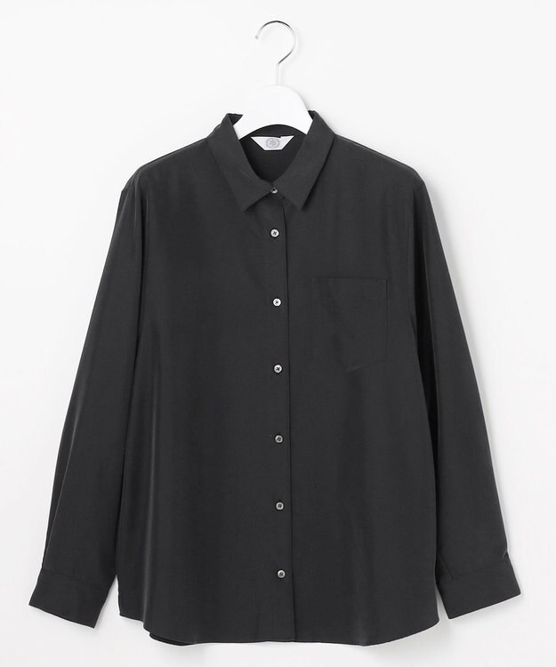 J.PRESS LADIES ピーチポプリン シャツ ブラック系