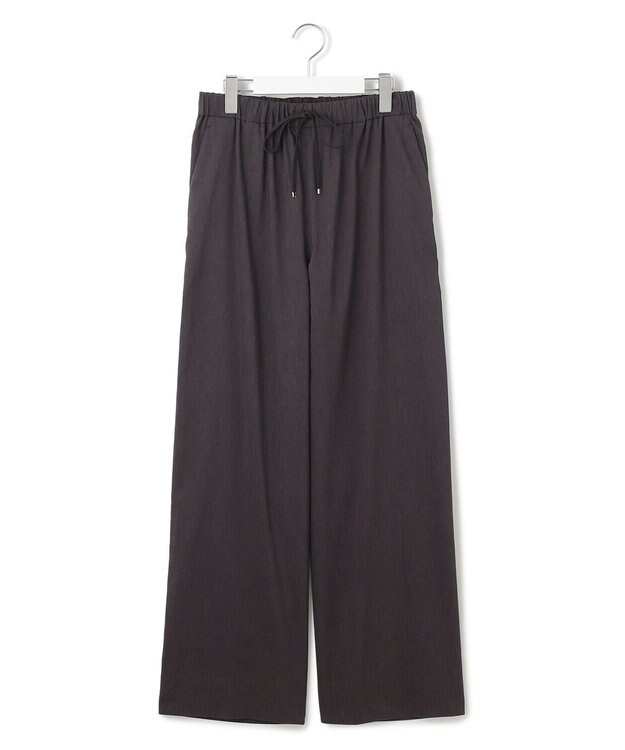 23区 【洗える】リネンレーヨンストレッチ ドロスト ワイド パンツ ダークブラウン系