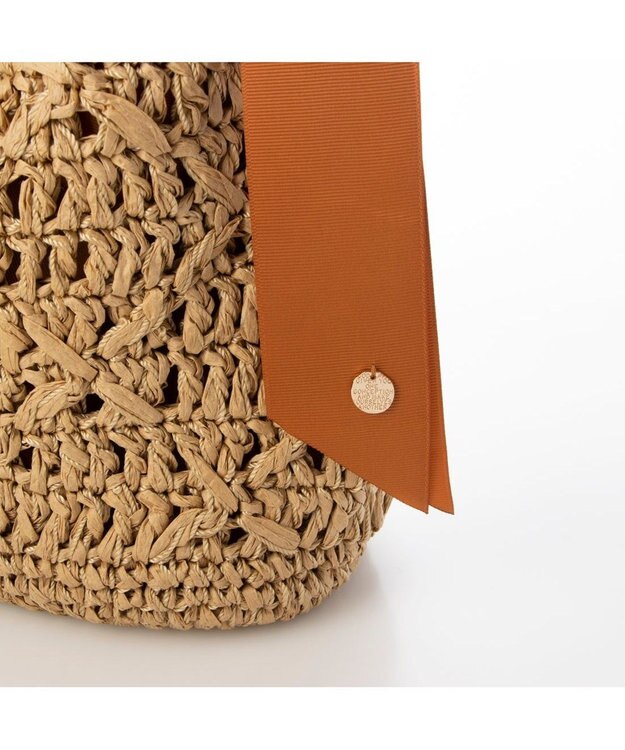 UNBILLION cachecache 下がりグログラン柄編みワンハンドルクロッシェトート オレンジ