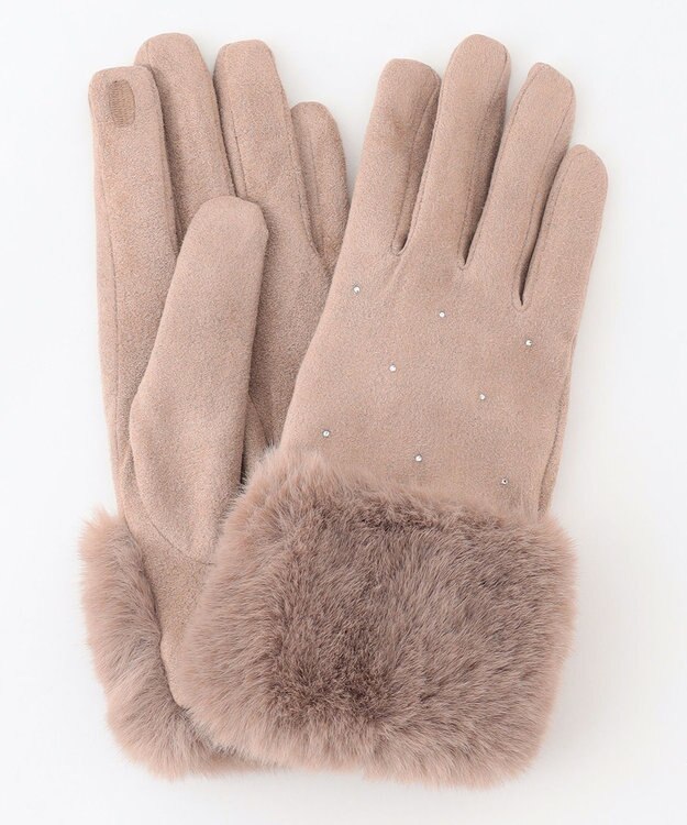 ANY SIS 【スマートフォン対応】シャインストーン グローブ ライトベージュ