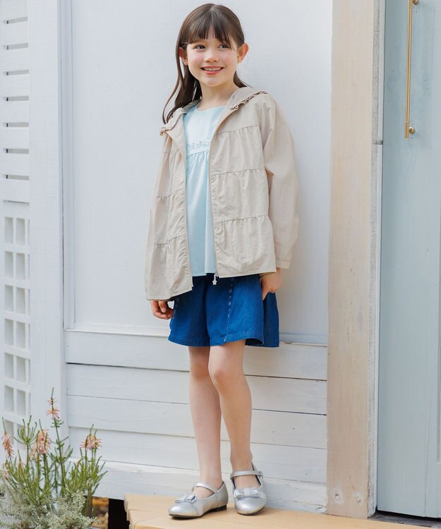 組曲 KIDS 【150-160㎝】 フラワーエンブロイダリーブラウス ミント