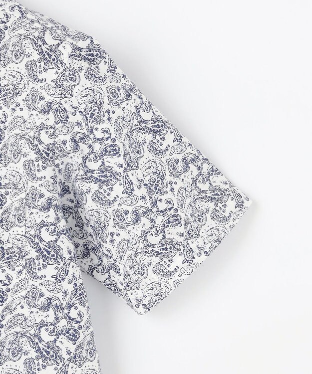 JOSEPH ABBOUD 【日本製ジャージー使用・清涼感・イージーケア】シャンブレー ペイズリープリント シャツ ホワイト系7