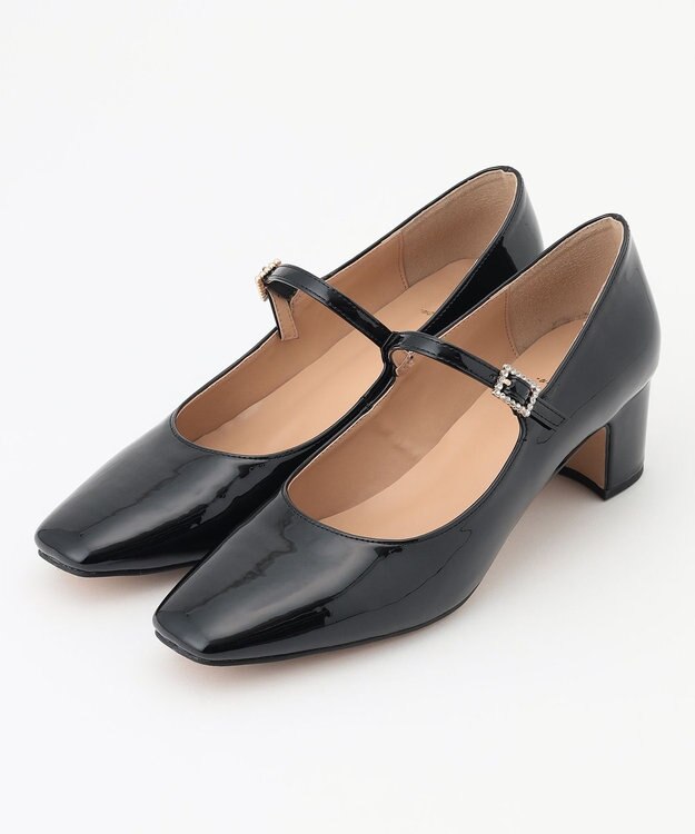 組曲 ビジューバックルメリージェーン パンプス ブラック系
