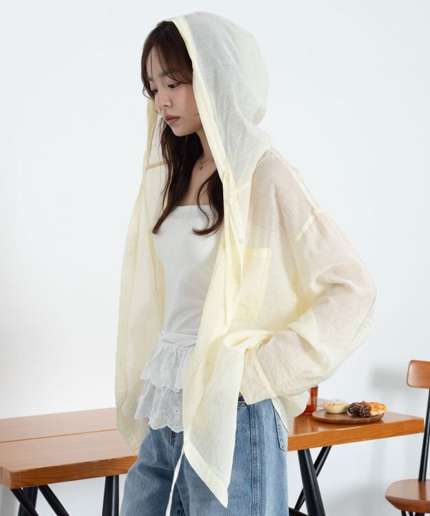 WEGO 【2026年春夏新作】シアーフードシャツ ライトイエロー