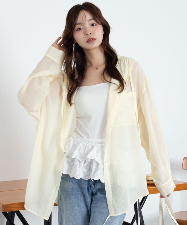 WEGO 【2026年春夏新作】シアーフードシャツ ライトイエロー