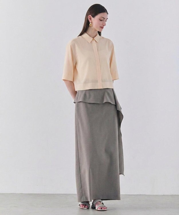 BEIGE， BAC / コットンシアー ショートレングスシャツ Peach