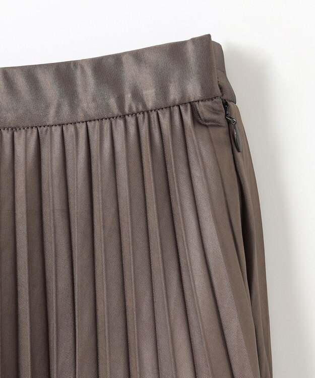 ANY 【ウエストゴム】レザーライクプリーツスカート ブラウン