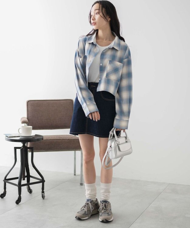 WEGO オンブレチェックショートシャツ ブルーチェック1