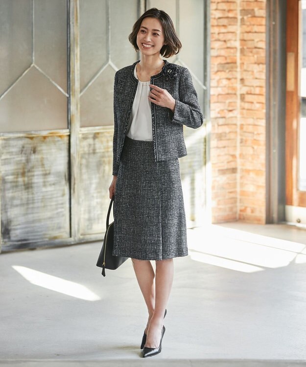 J.PRESS LADIES ファンシーツイード スカート ネイビー系1