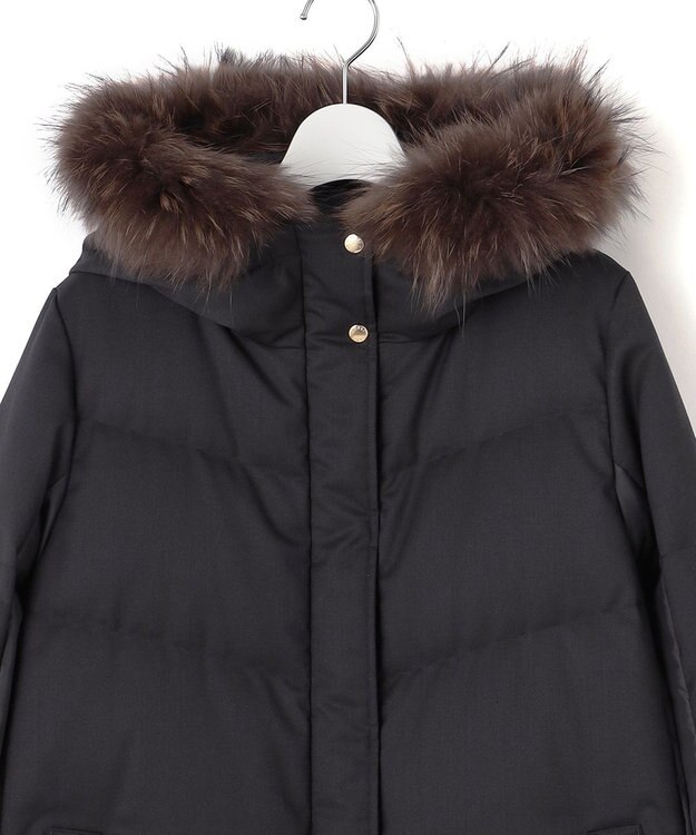 23区 【撥水加工】TWツイル ロングダウンコート ブラック系