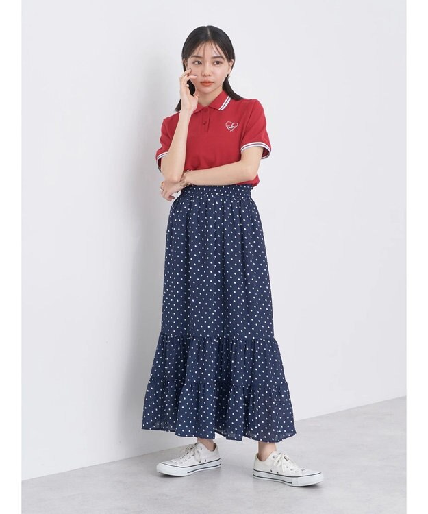 earth music&ecology ハートロゴ刺繍ポロ Blue