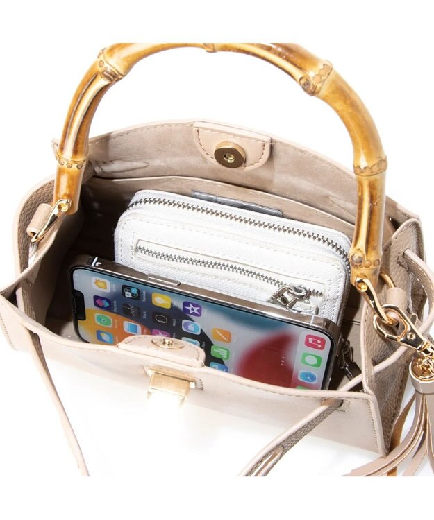 UNBILLION カシュカシュ cachecache / バンブーヒネリミニハンドバッグ アイボリー