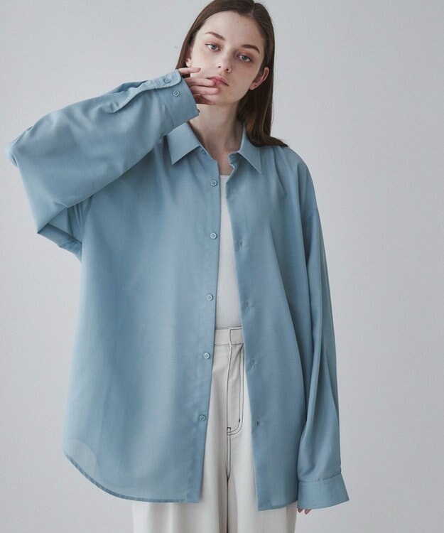 WEGO 【ユニセックス着用ITEM/SMLサイズ展開/冷房対策/紫外線対策】シアーBIGシャツ グリーン