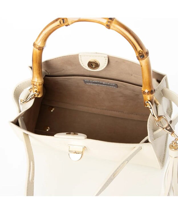 UNBILLION カシュカシュ cachecache / バンブーヒネリミニハンドバッグ アイボリー