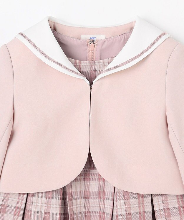 ANY KIDS 【2点セット】セーラージャケット+チェックワンピース ピンクベージュ