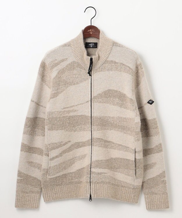 JOSEPH ABBOUD MOUNTAIN 【イタリア糸使用/軽量】ブークレーカモフラージュ  ニット ブルゾン ホワイト系9